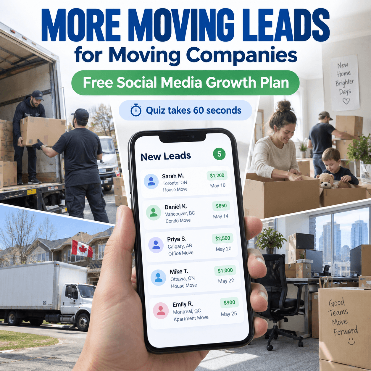More moving leads for moving companies: free social media growth plan, quiz takes 60 seconds
